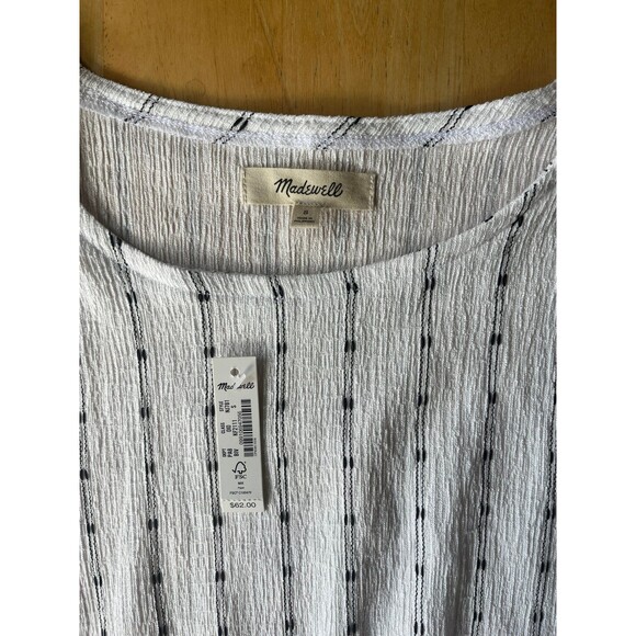 NWT MADEWELL Per Se Top Dot Fabric Cap Sleeve Soft Knit Size M - Picture 3 of 4